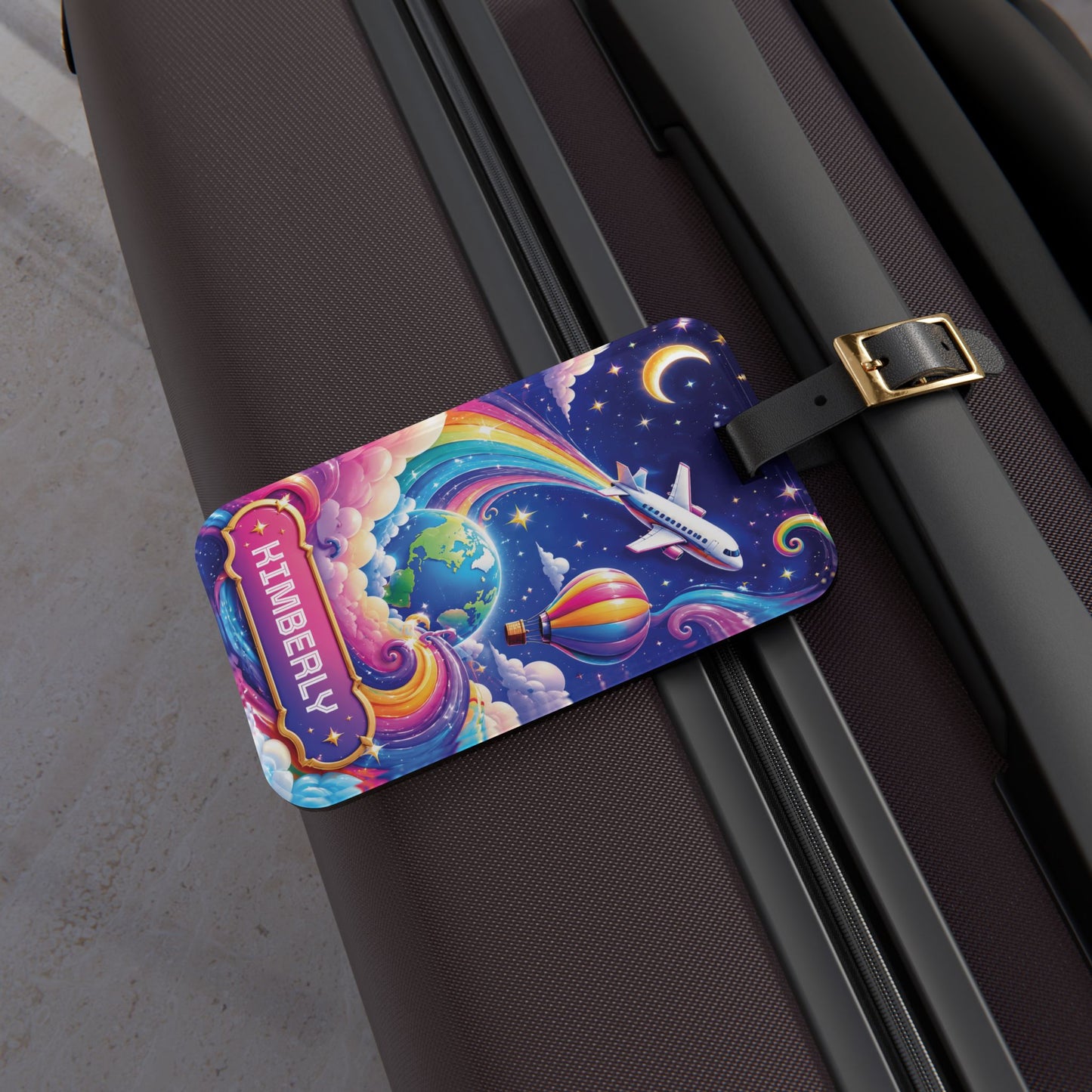 Personalized Luggage Tag — Custom Name Travel ID, Dreamy Night Sky Luggage ID