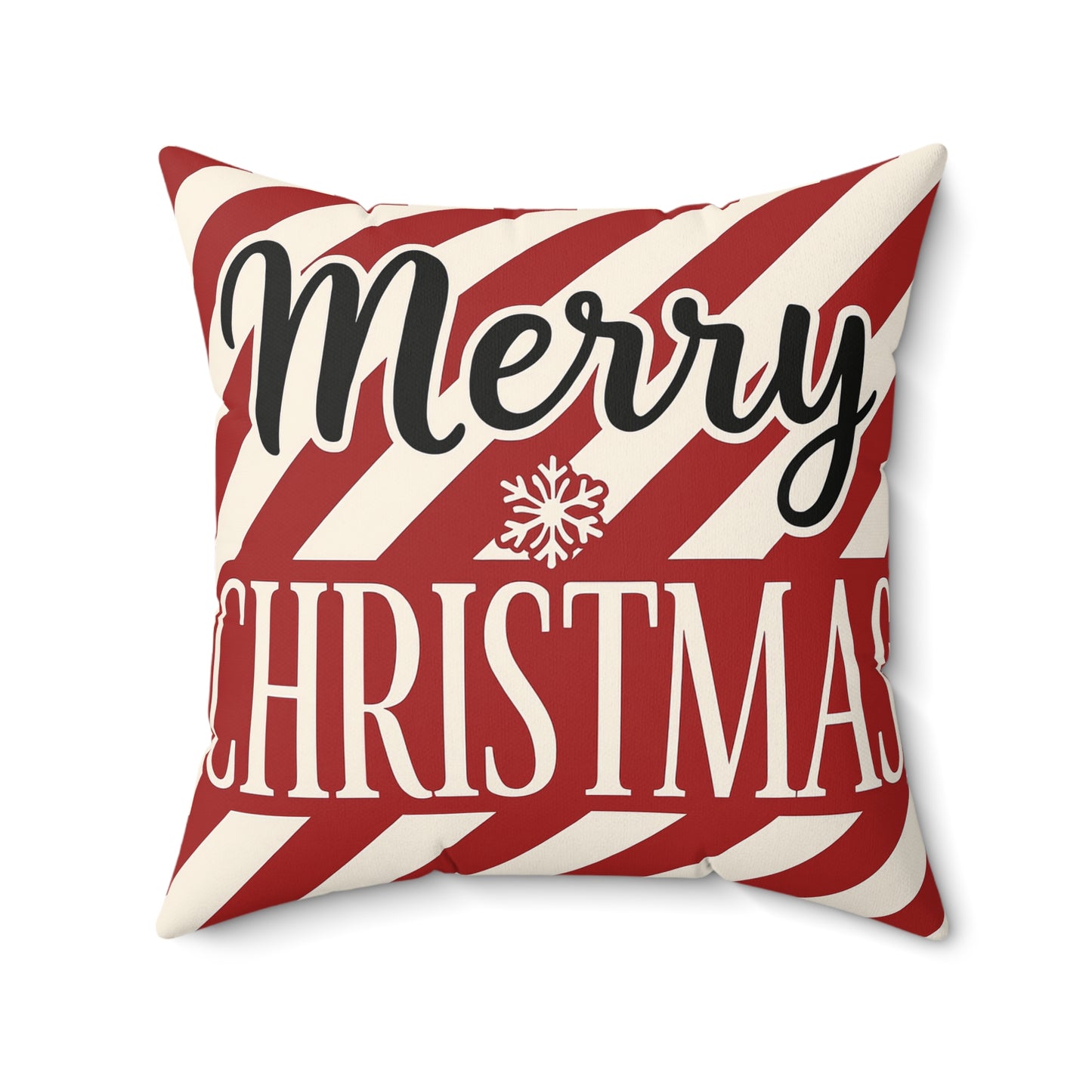 Merry Christmas Candy-Stripe Throw Pillow, Festive Christmas Decor
