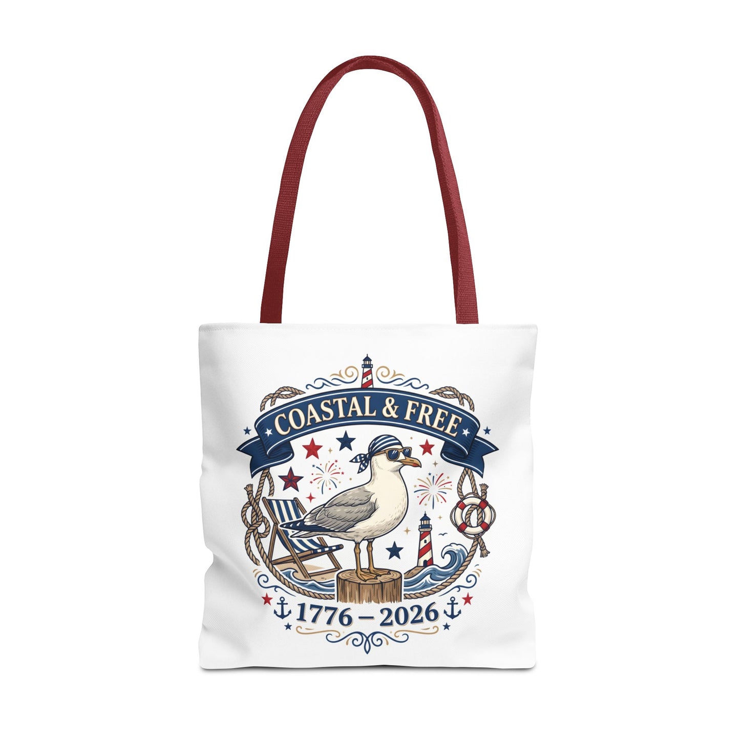 Coastal & Free Seagull Tote Bag — Patriotic 4th of July Beach Tote