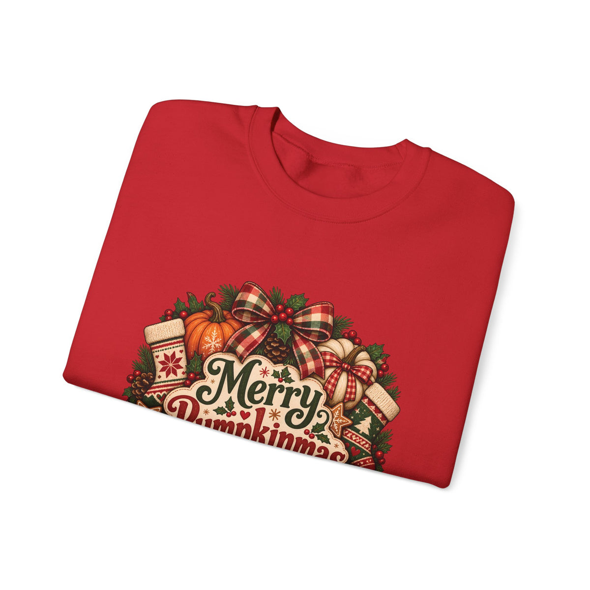 Merry Pumpkinmas Sweatshirt — Holiday Pumpkin Wreath Crewneck
