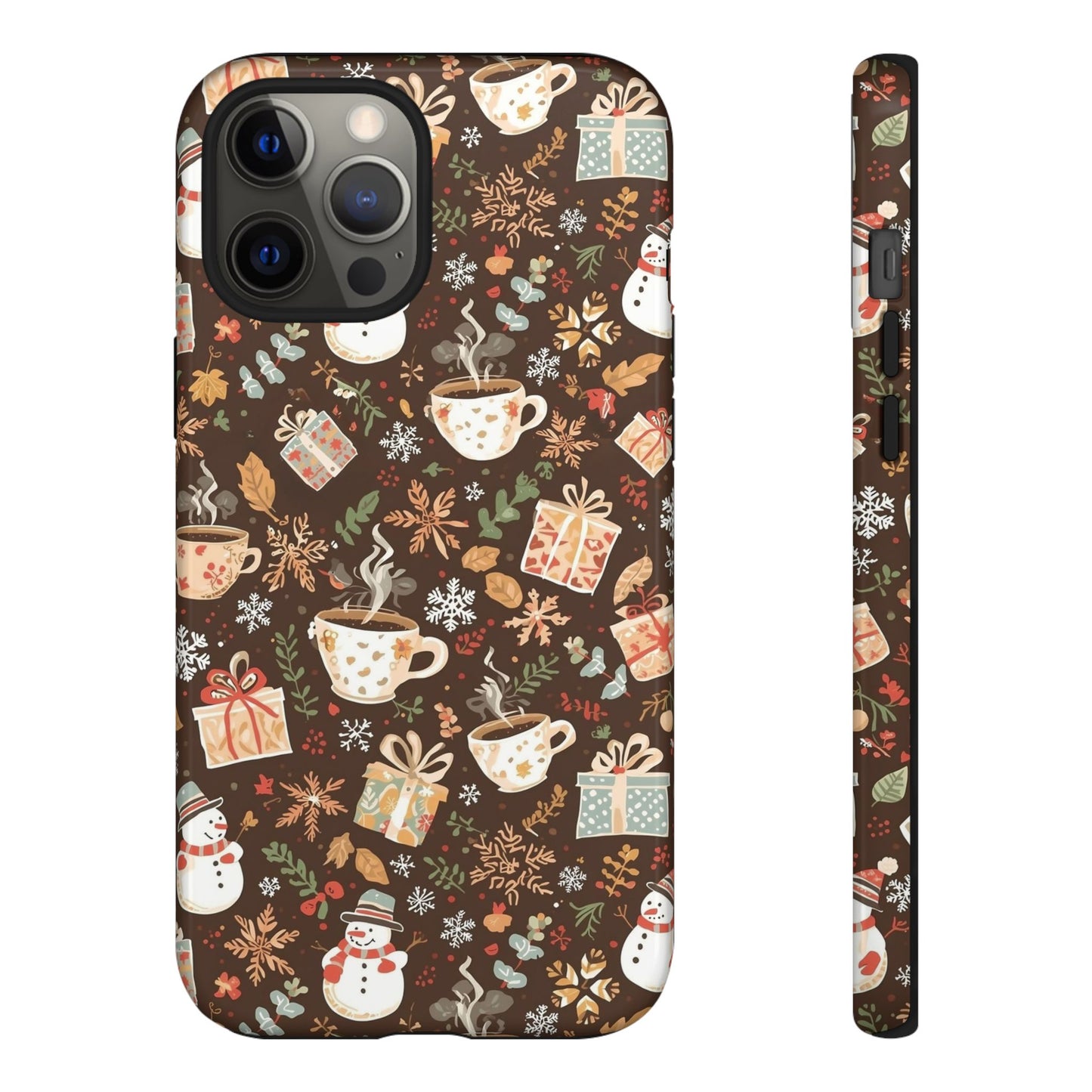 Christmas Phone Case, Winter Holiday Phone Case with Snowmen and Gifts Design for Iphone 17, 16, 15, 14, 13, 12, 11 & Samsung