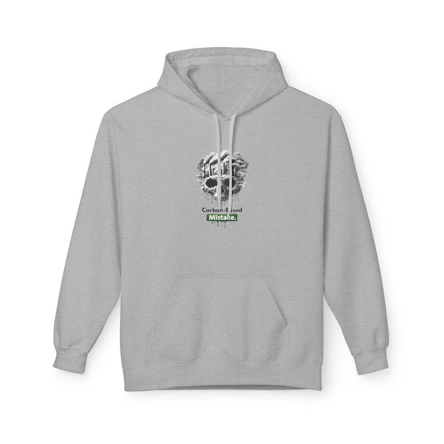 Unisex Hoodie — “Carbon-Based Mistake” Graphic Pullover, Gift for Earth Day, Sarcastic Hoodie