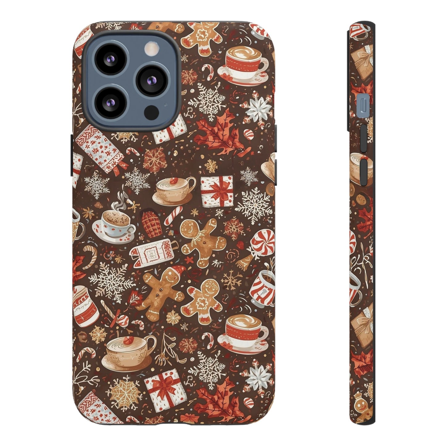 Christmas Phone Case, Festive Holiday Phone Case with Gingerbread and Cocoa Design for Iphone 17, 16, 15, 14, 13, 12, 11 & Samsung
