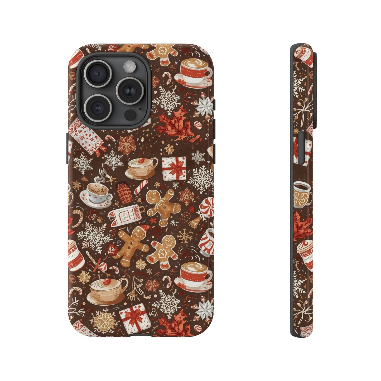 Christmas Phone Case, Festive Holiday Phone Case with Gingerbread and Cocoa Design for Iphone 17, 16, 15, 14, 13, 12, 11 & Samsung