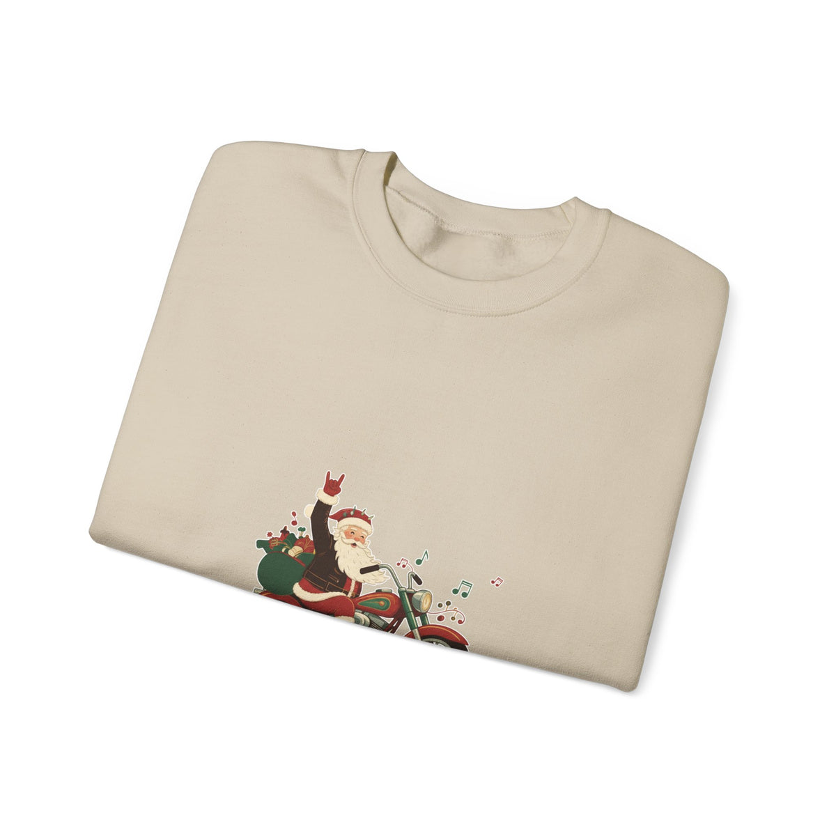 Christmas Motorcycle Sweatshirt - "Ride Into Christmas" Santa Biker Holiday Crewneck