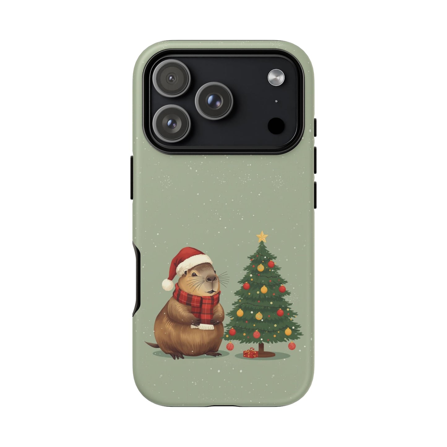 Christmas Phone Case with Capybara Design, Dual Layer Protective Case for Iphone 17, 16, 15, 14, 13 & Samsung