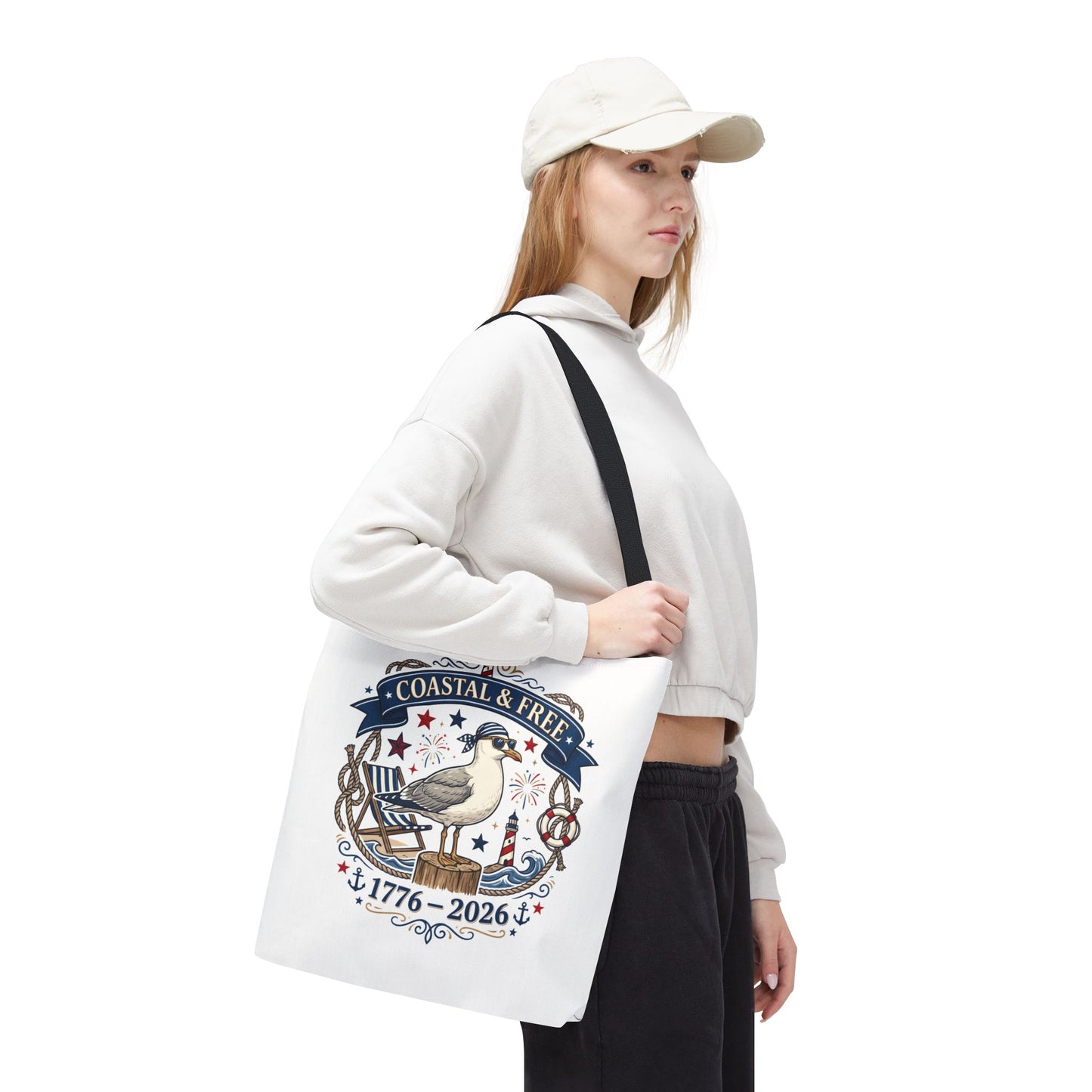 Coastal & Free Seagull Tote Bag — Patriotic 4th of July Beach Tote