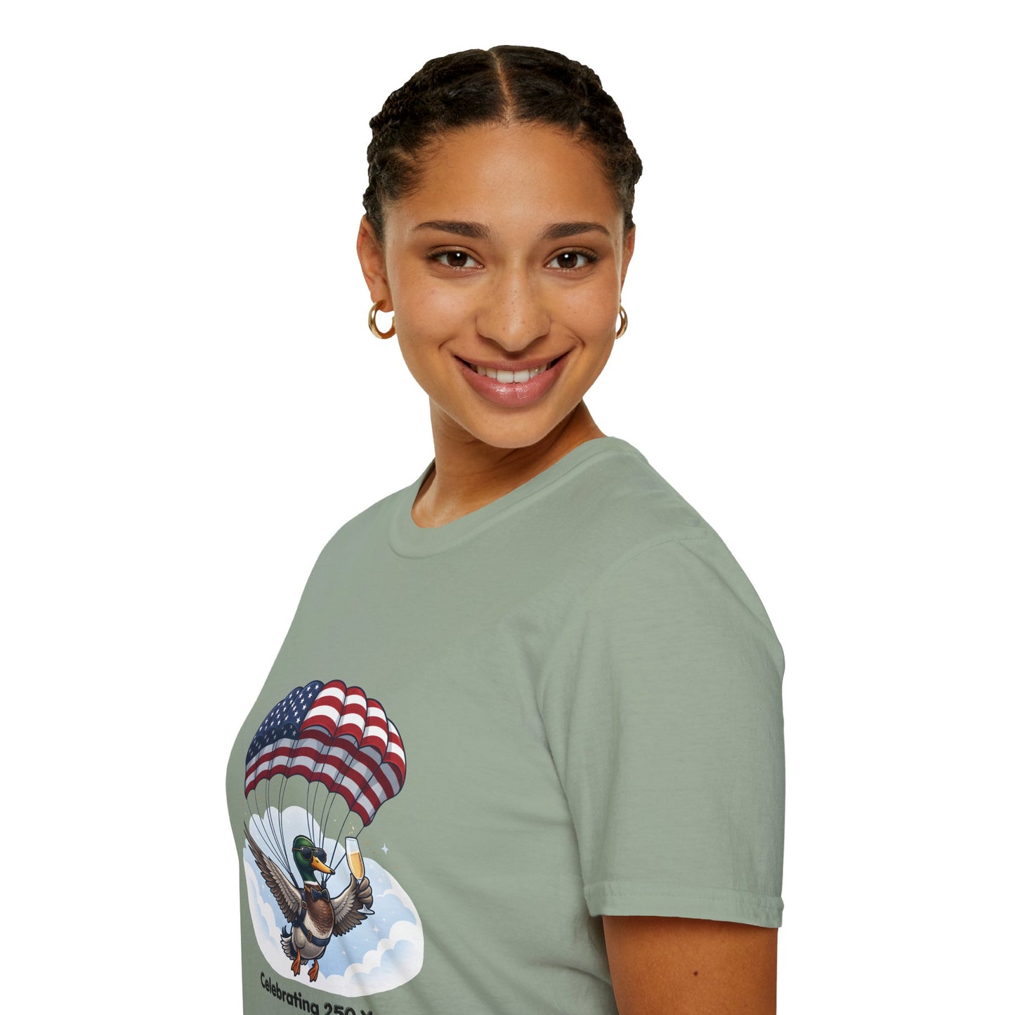 Duck Parachute T-Shirt – Celebrating 250 Years Patriotic Graphic Tee