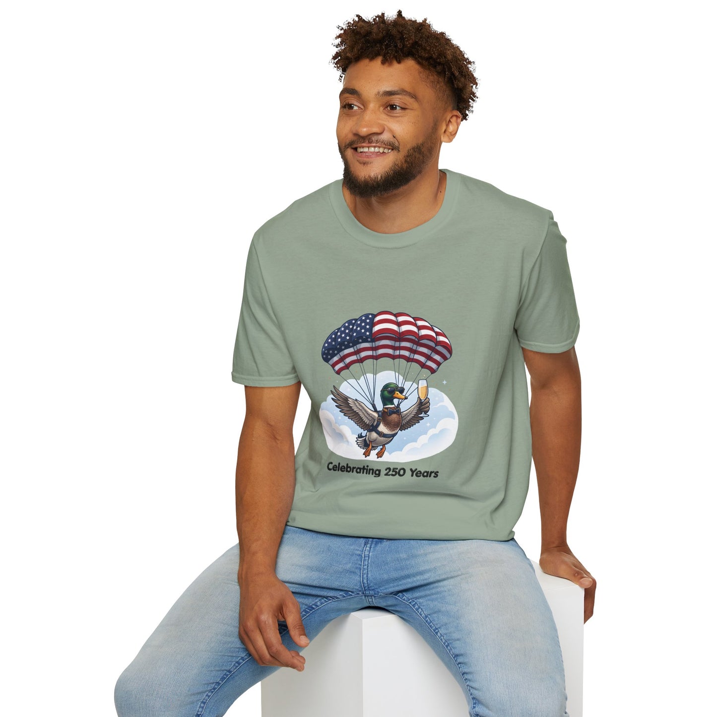 Duck Parachute T-Shirt – Celebrating 250 Years Patriotic Graphic Tee