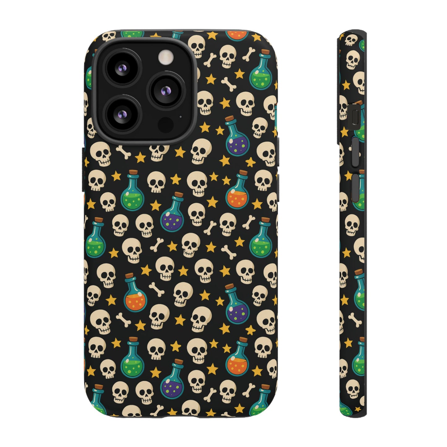 Skull & Potion Phone Case, Trendy Cell Phone Cover, Halloween Gift, Gothic Phone Accessory, Spooky Style Case, Tough Cases