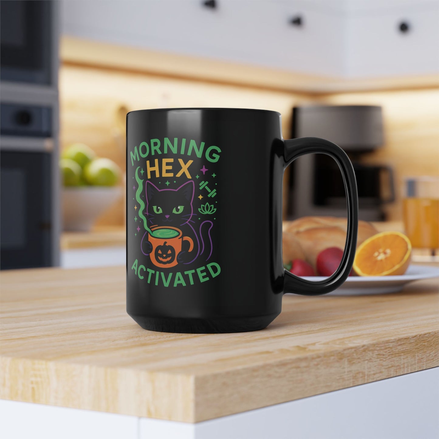 Cat-Themed Mug - Morning Hex Activated, Halloween Decor