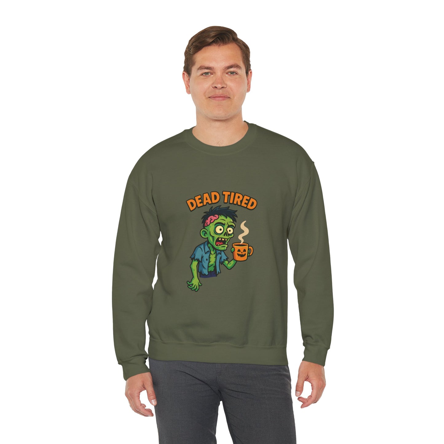 Dead Tired Zombie Sweatshirt, Funny Halloween Crewneck, Spooky Season Apparel
