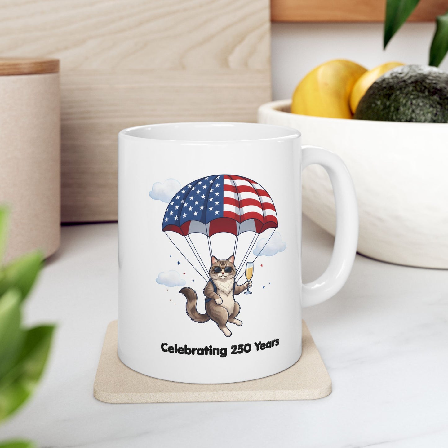 Patriotic Cat Ceramic Mug