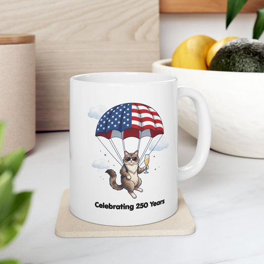 Patriotic Cat Ceramic Mug