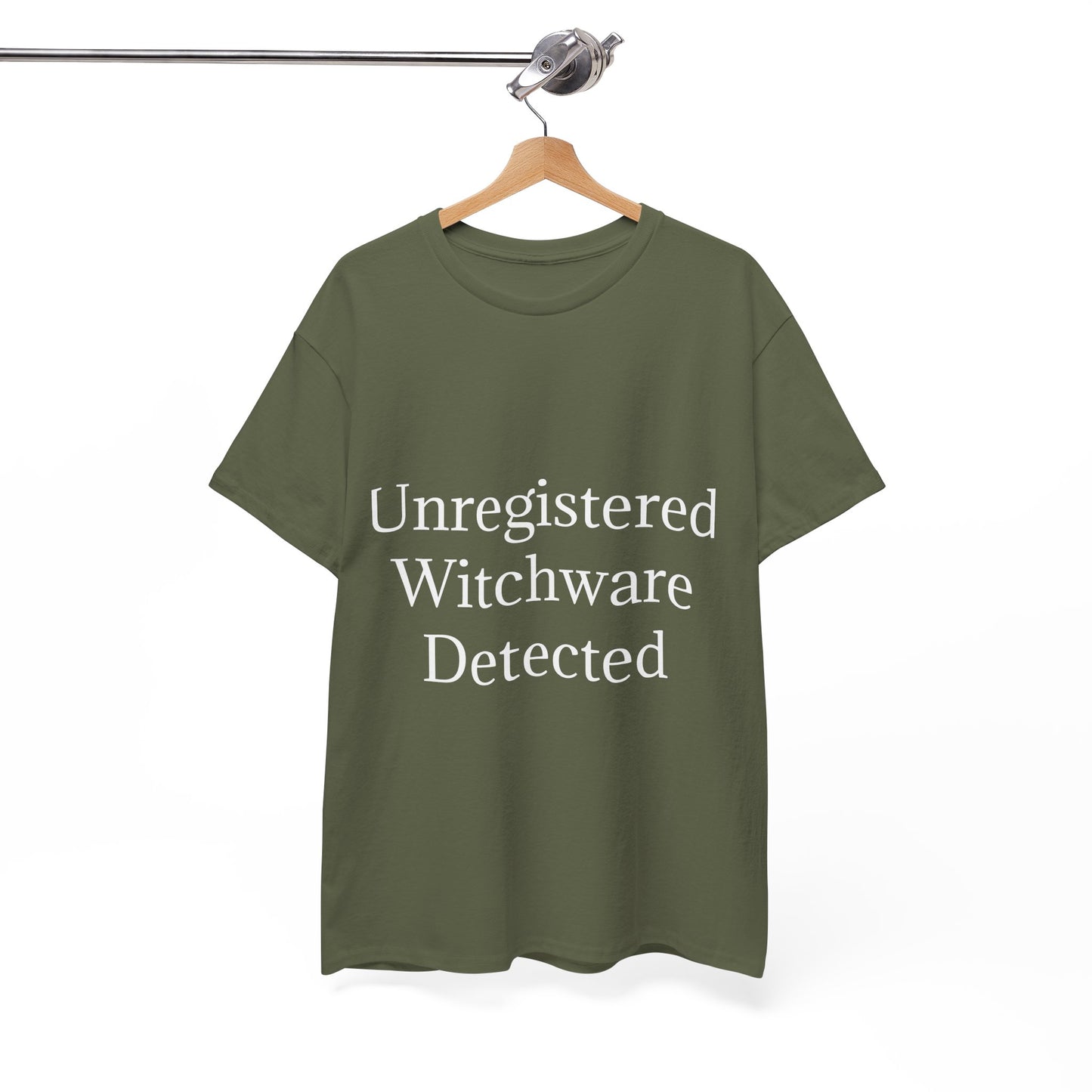 Unisex Heavy Cotton Tee - Unregistered Witchware Detected, Witchy Apparel, Halloween Tee
