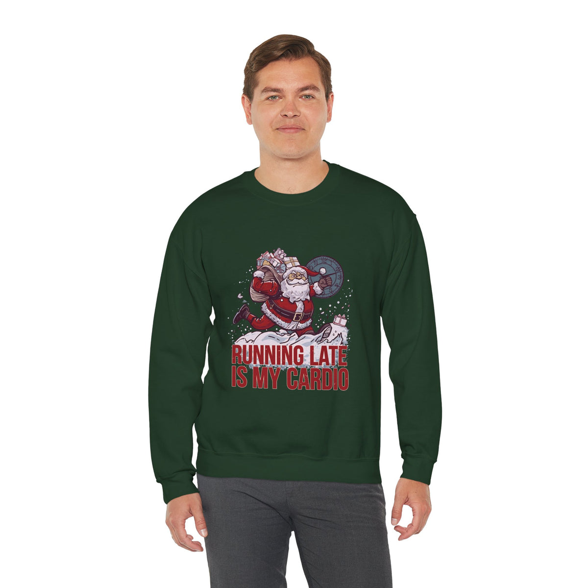 Santa Cardio Sweatshirt - Holiday Funny Gift, Christmas Apparel, Unisex Crewneck, Santa Workout