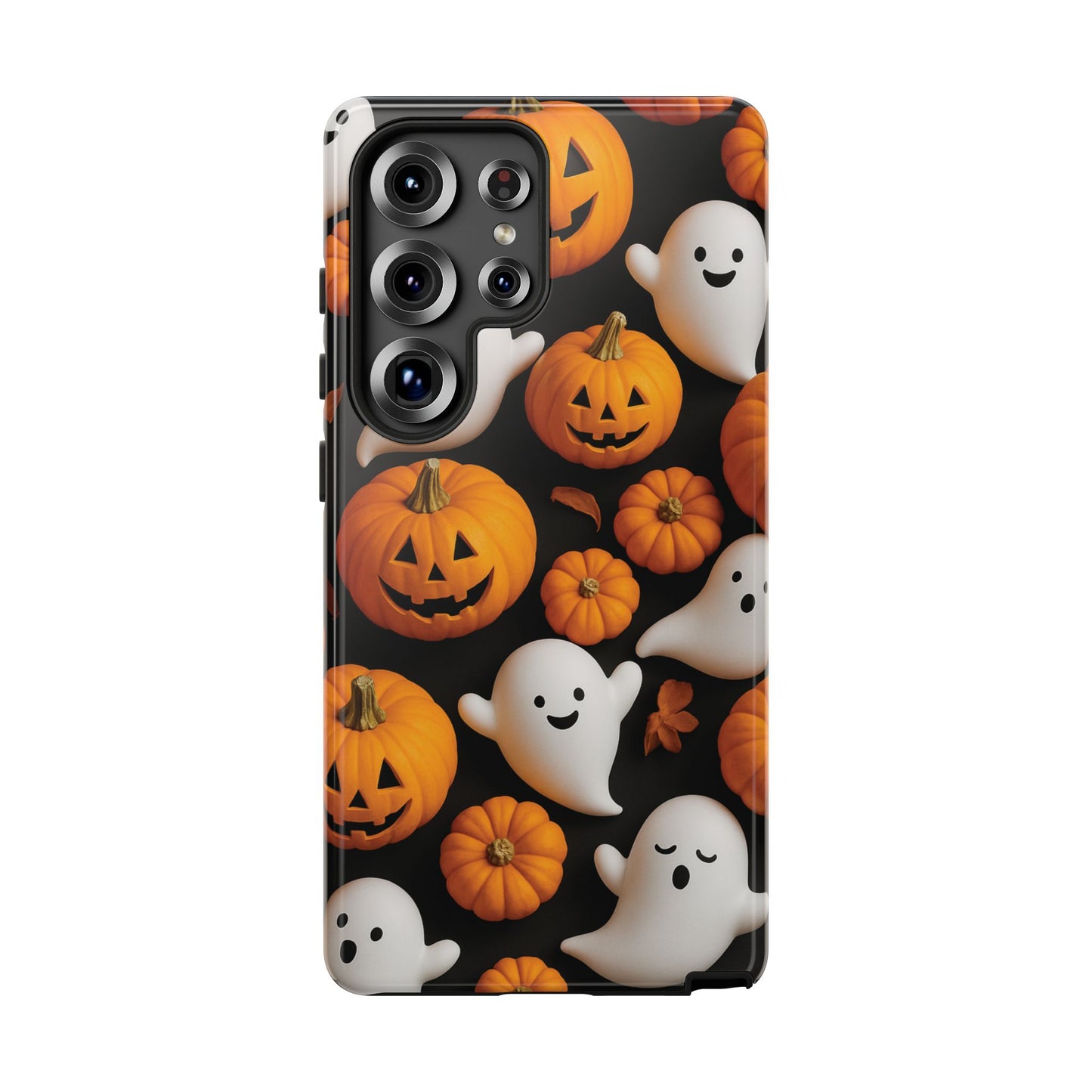 Halloween Phone Case, Spooky Ghosts and Pumpkins Design
