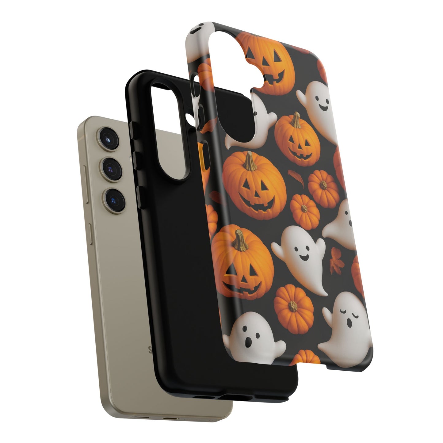 Halloween Phone Case, Spooky Ghosts and Pumpkins Design