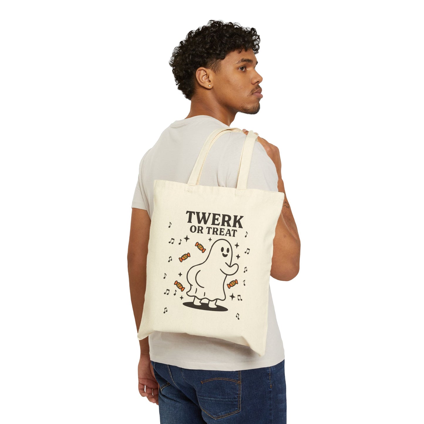 Funny Halloween Cotton Canvas Tote Bag - Twerk or Treat, Gift Bag