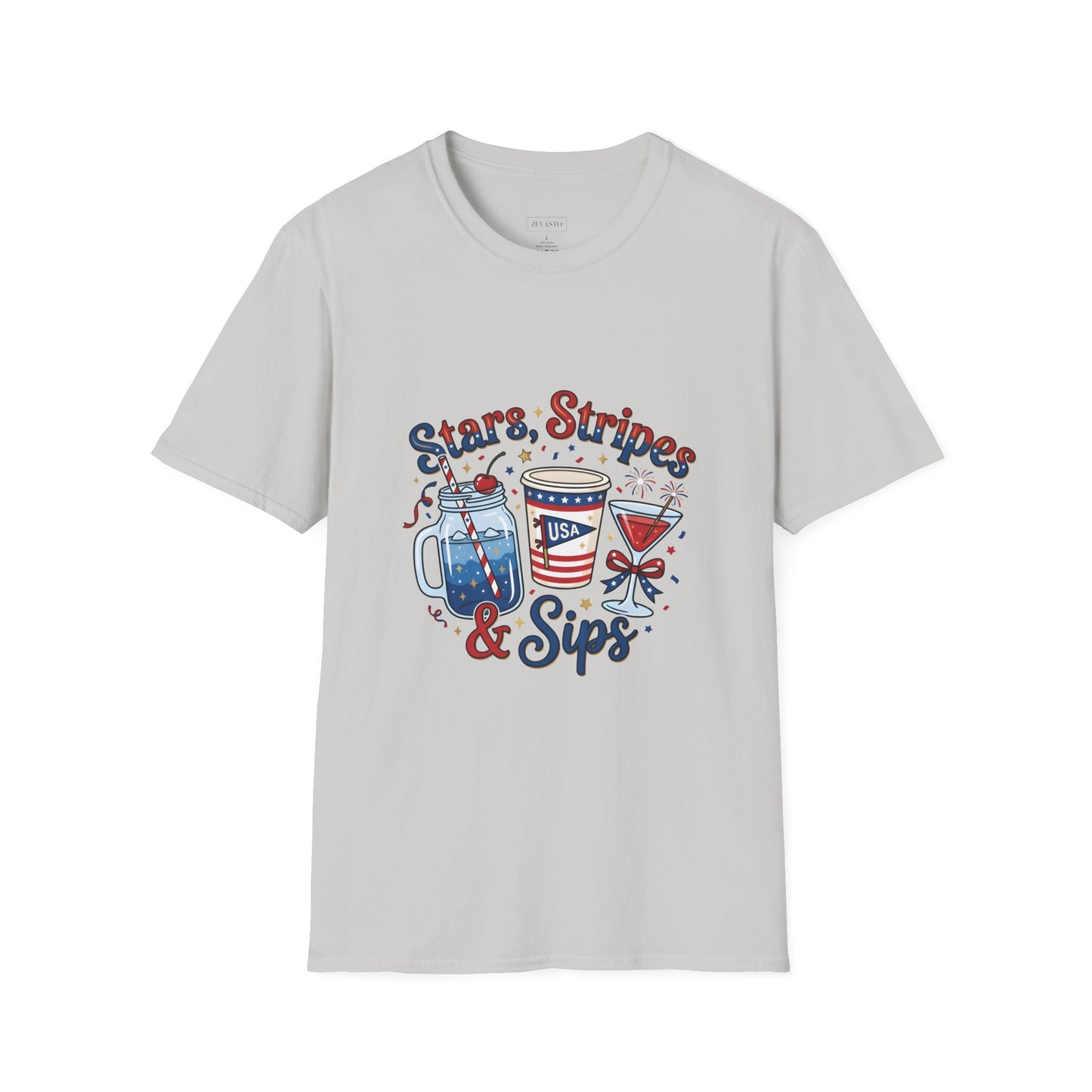 Patriotic "Stars, Stripes & Sips" T-Shirt