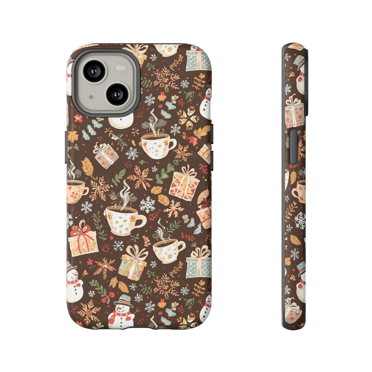 Christmas Phone Case, Winter Holiday Phone Case with Snowmen and Gifts Design for Iphone 17, 16, 15, 14, 13, 12, 11 & Samsung