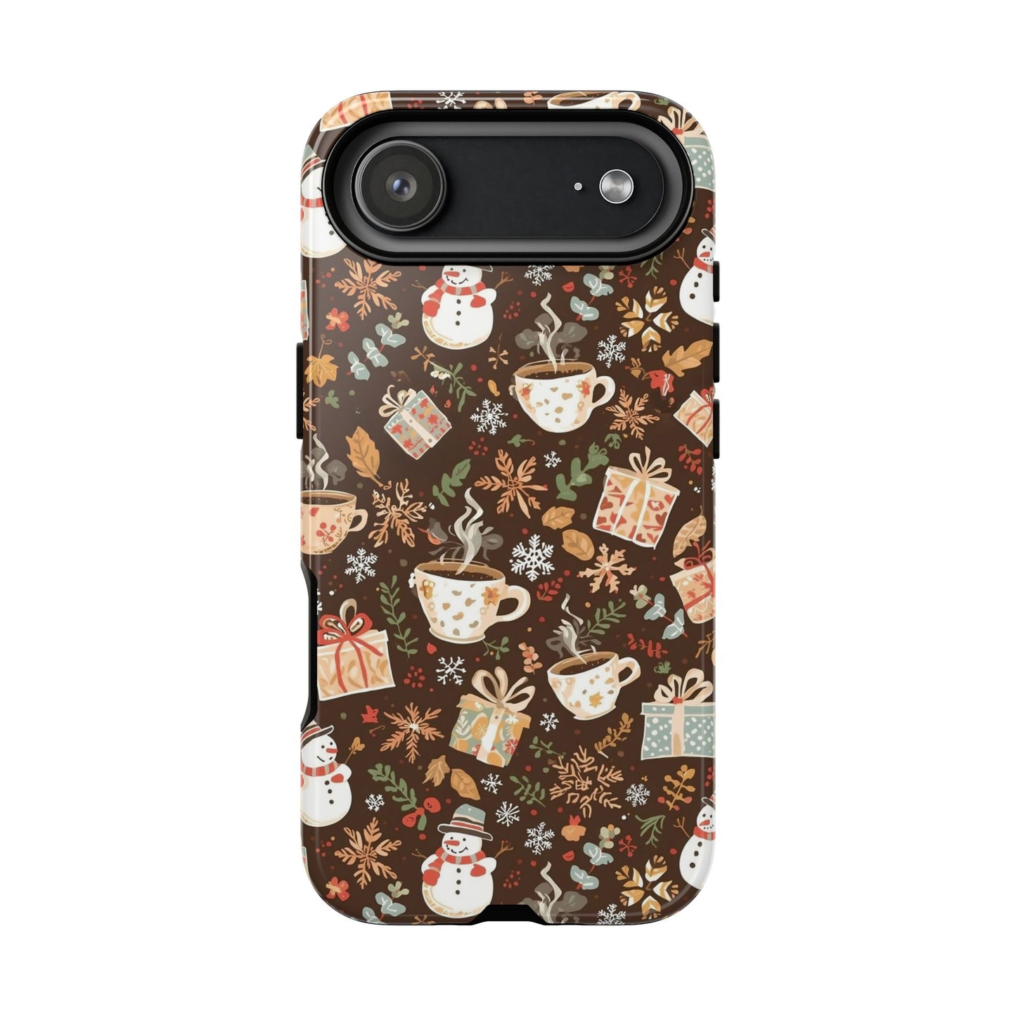 Christmas Phone Case, Winter Holiday Phone Case with Snowmen and Gifts Design for Iphone 17, 16, 15, 14, 13, 12, 11 & Samsung