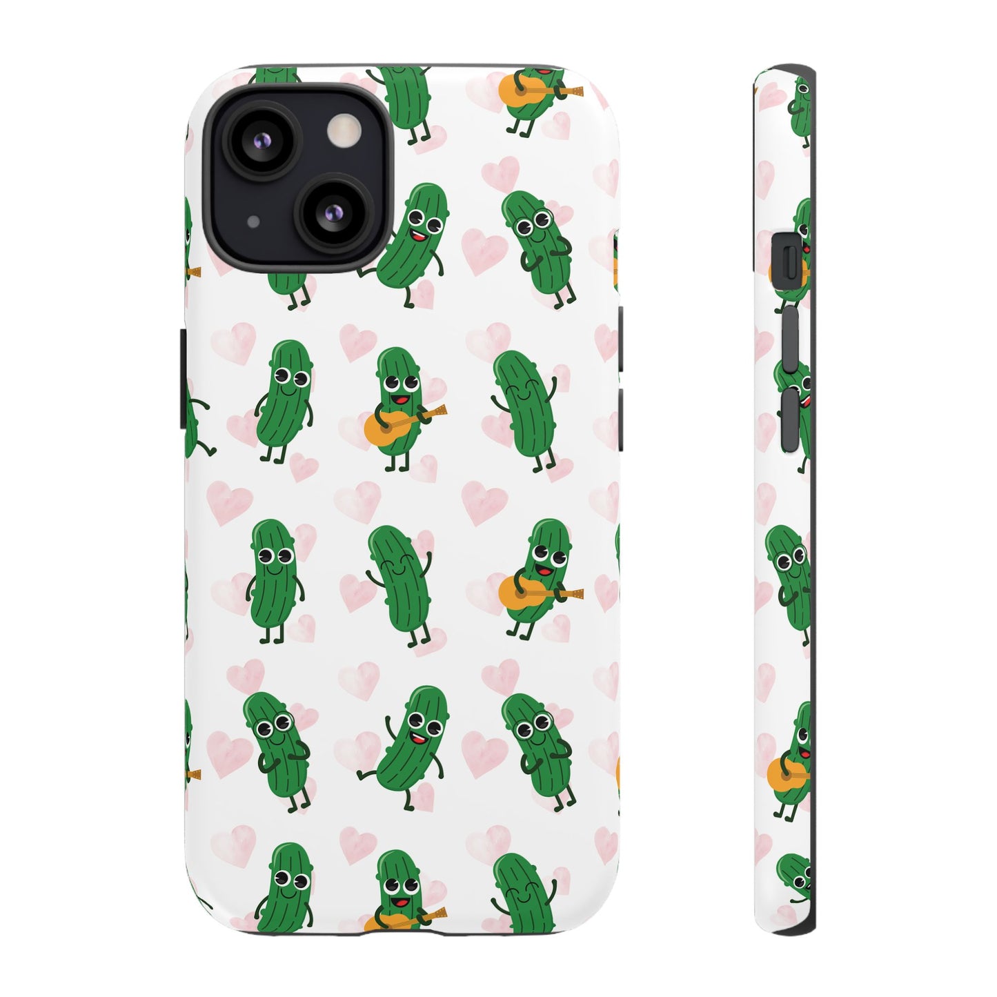 Pickle Pattern Phone Case — Cute Dancing Pickles with Hearts