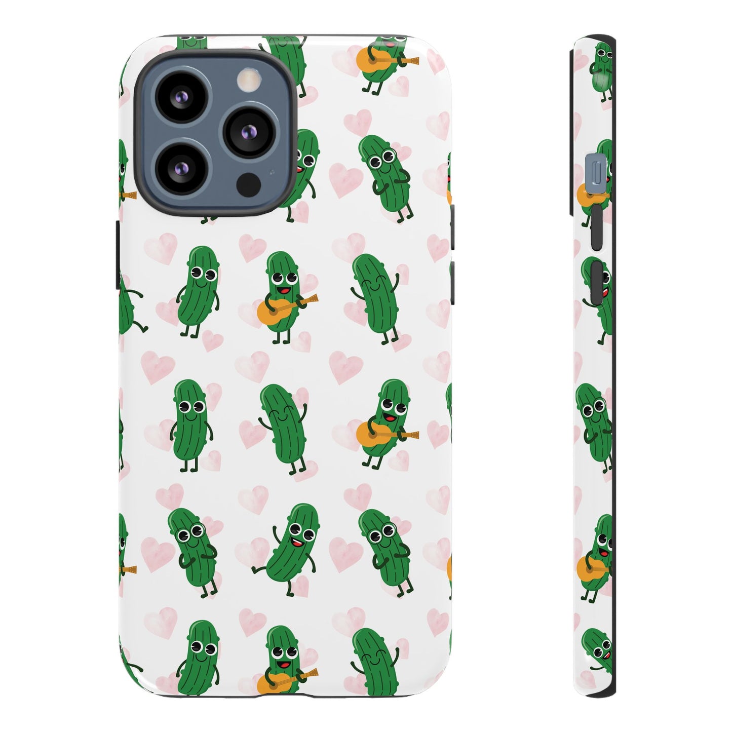 Pickle Pattern Phone Case — Cute Dancing Pickles with Hearts