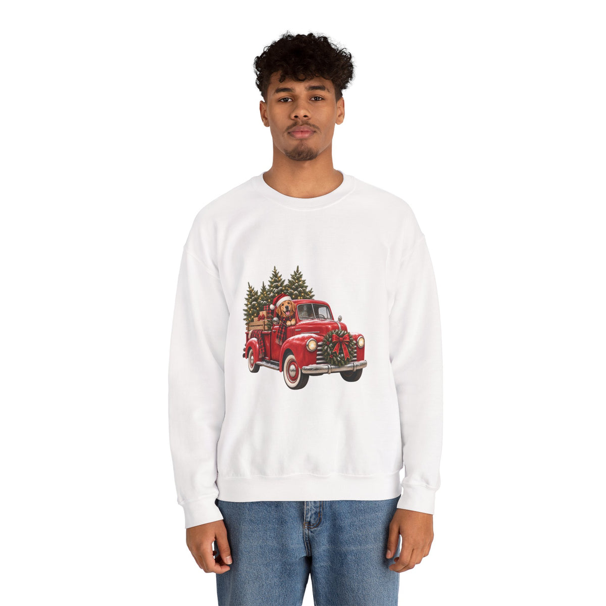 Vintage Red Truck Christmas Sweatshirt, Unisex Sweatshirt