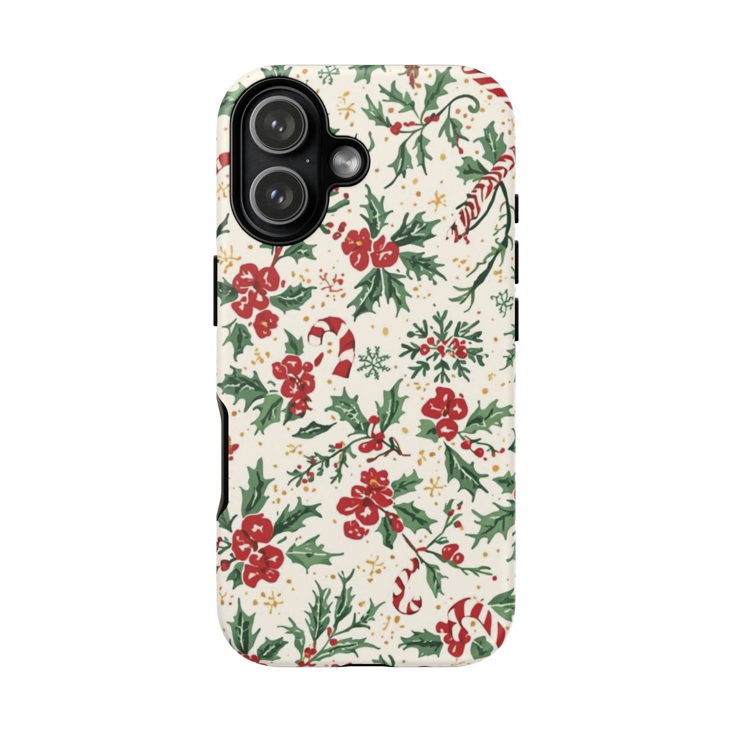 Christmas Themed Phone Case, Festive Floral Dual Layer Phone Case for Iphone 17, 16, 15, 14, 13, 12, 11 & Samsung