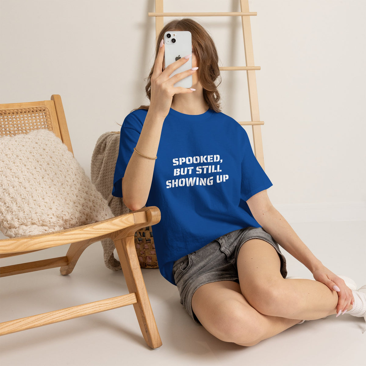 Spooked, But Still Showing Up Unisex Heavy Cotton Tee | Halloween, Funny T-Shirt