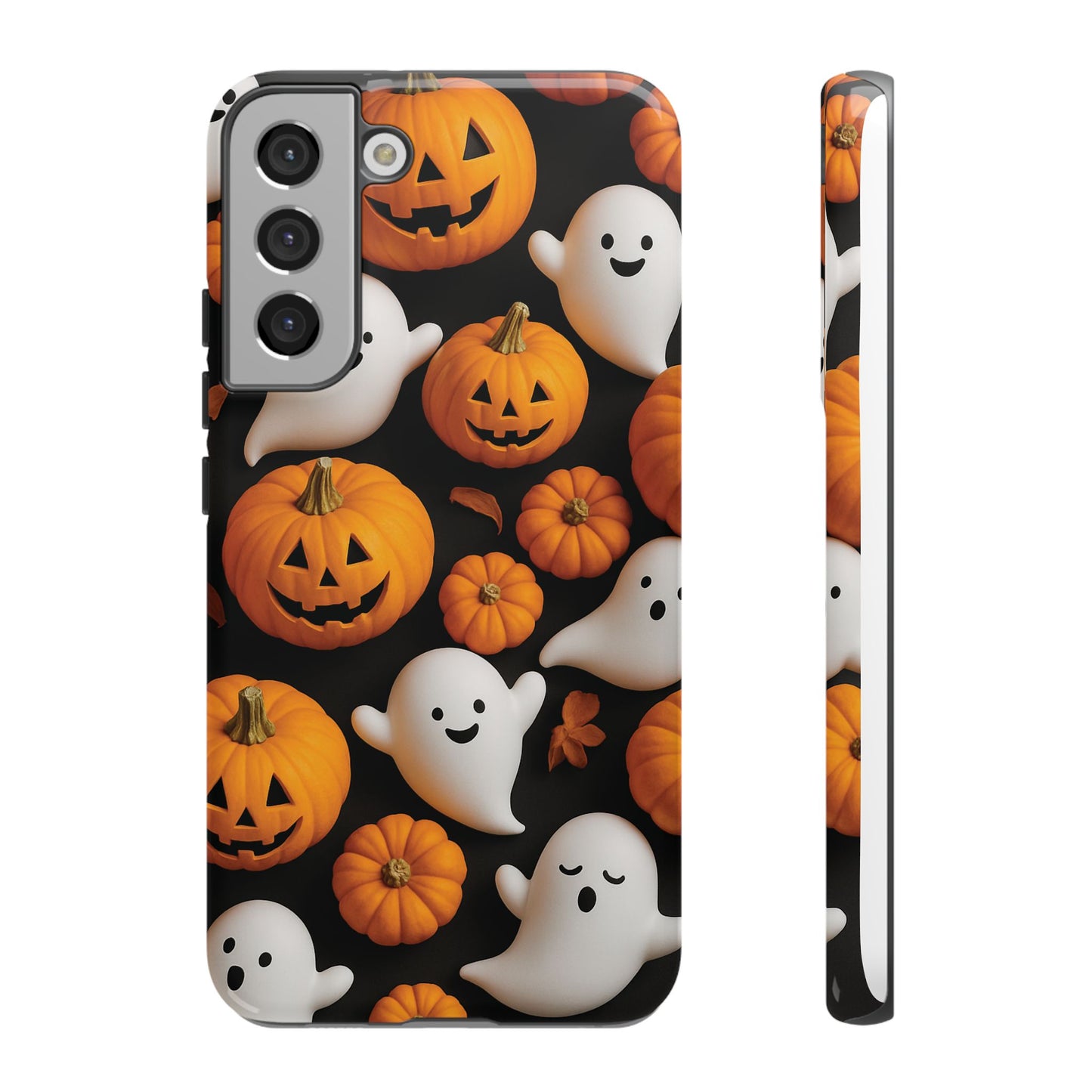 Halloween Phone Case, Spooky Ghosts and Pumpkins Design