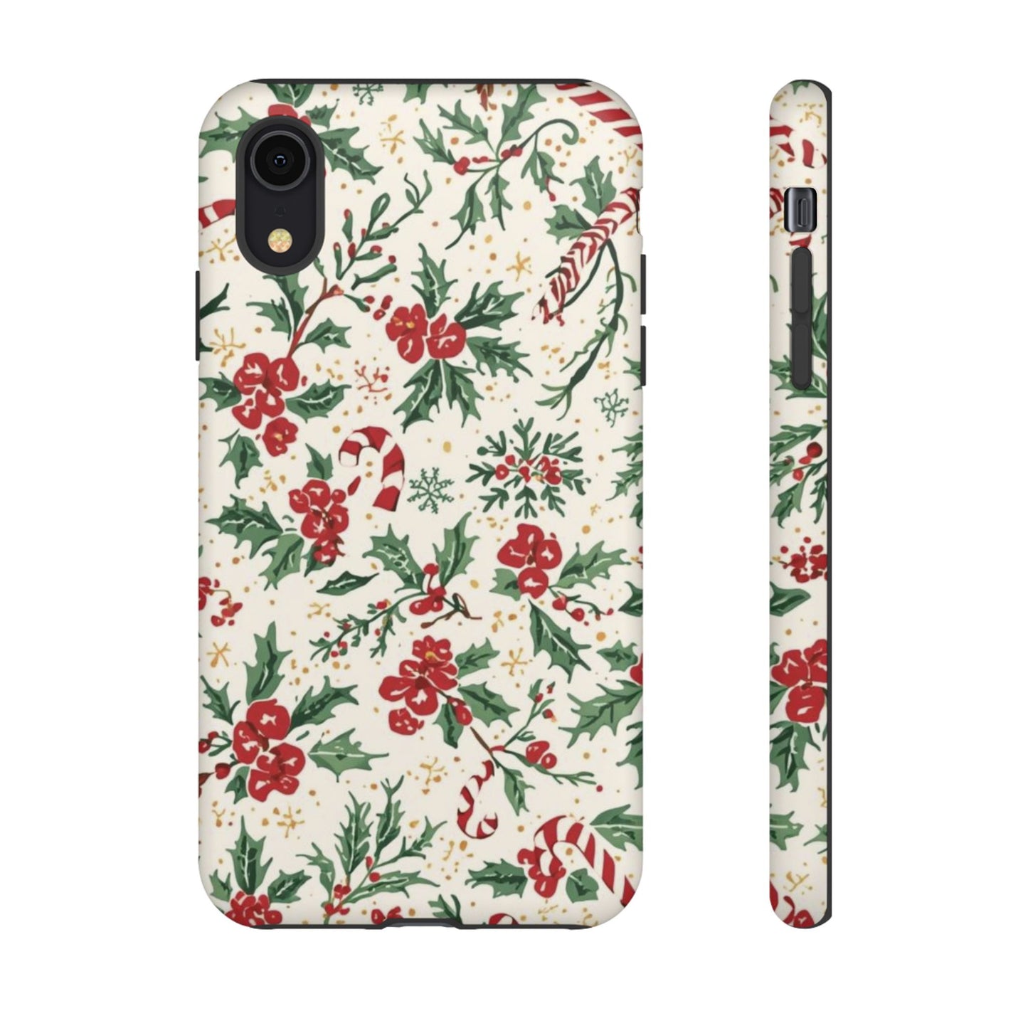 Christmas Themed Phone Case, Festive Floral Dual Layer Phone Case for Iphone 17, 16, 15, 14, 13, 12, 11 & Samsung