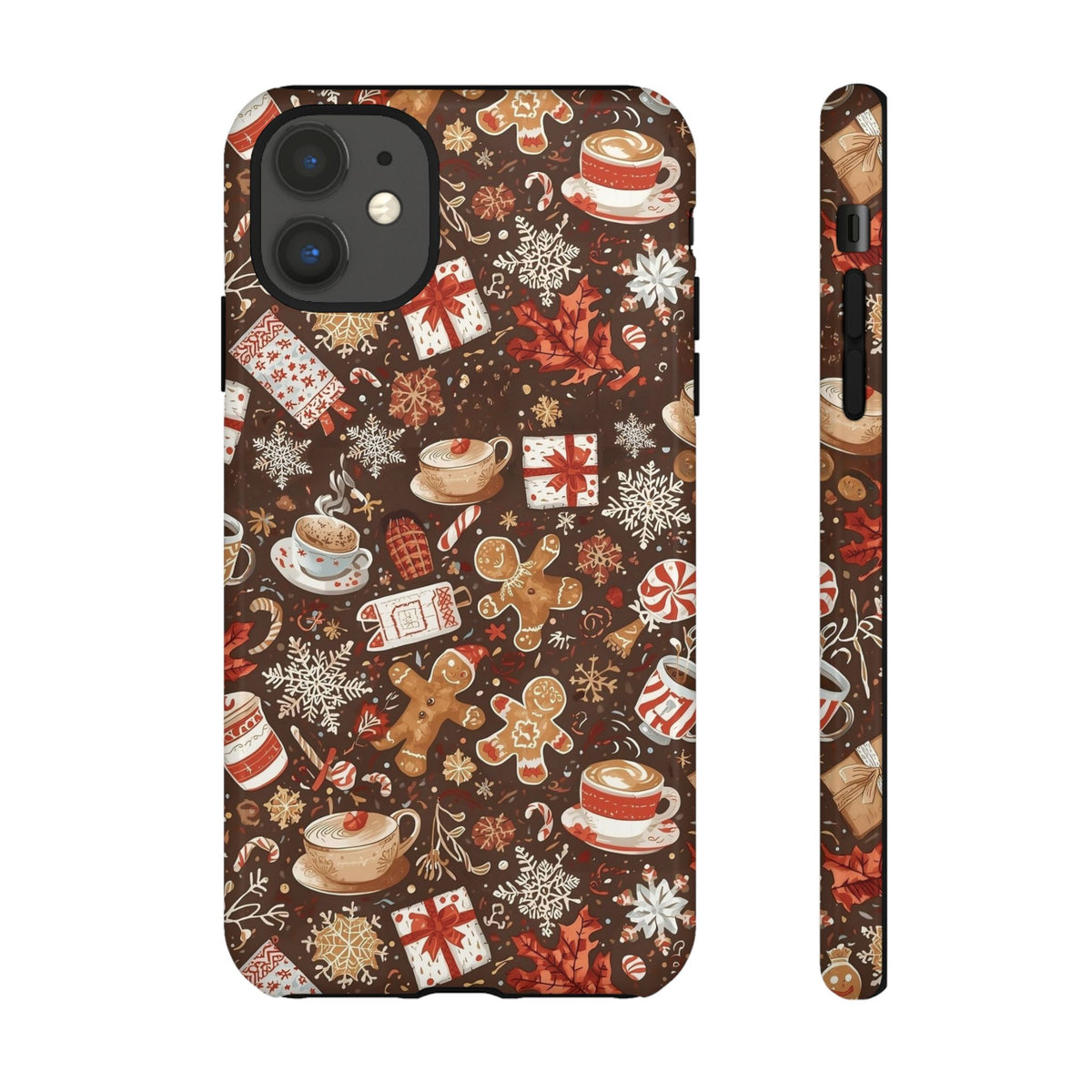 Christmas Phone Case, Festive Holiday Phone Case with Gingerbread and Cocoa Design for Iphone & Samsung