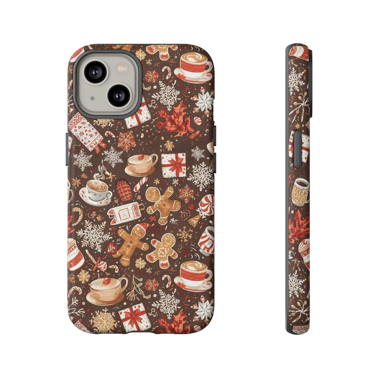 Christmas Phone Case, Festive Holiday Phone Case with Gingerbread and Cocoa Design for Iphone 17, 16, 15, 14, 13, 12, 11 & Samsung
