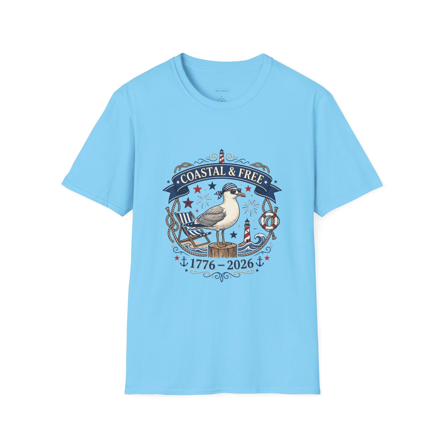 Coastal & Free Seagull T-Shirt — Patriotic 4th of July Tee