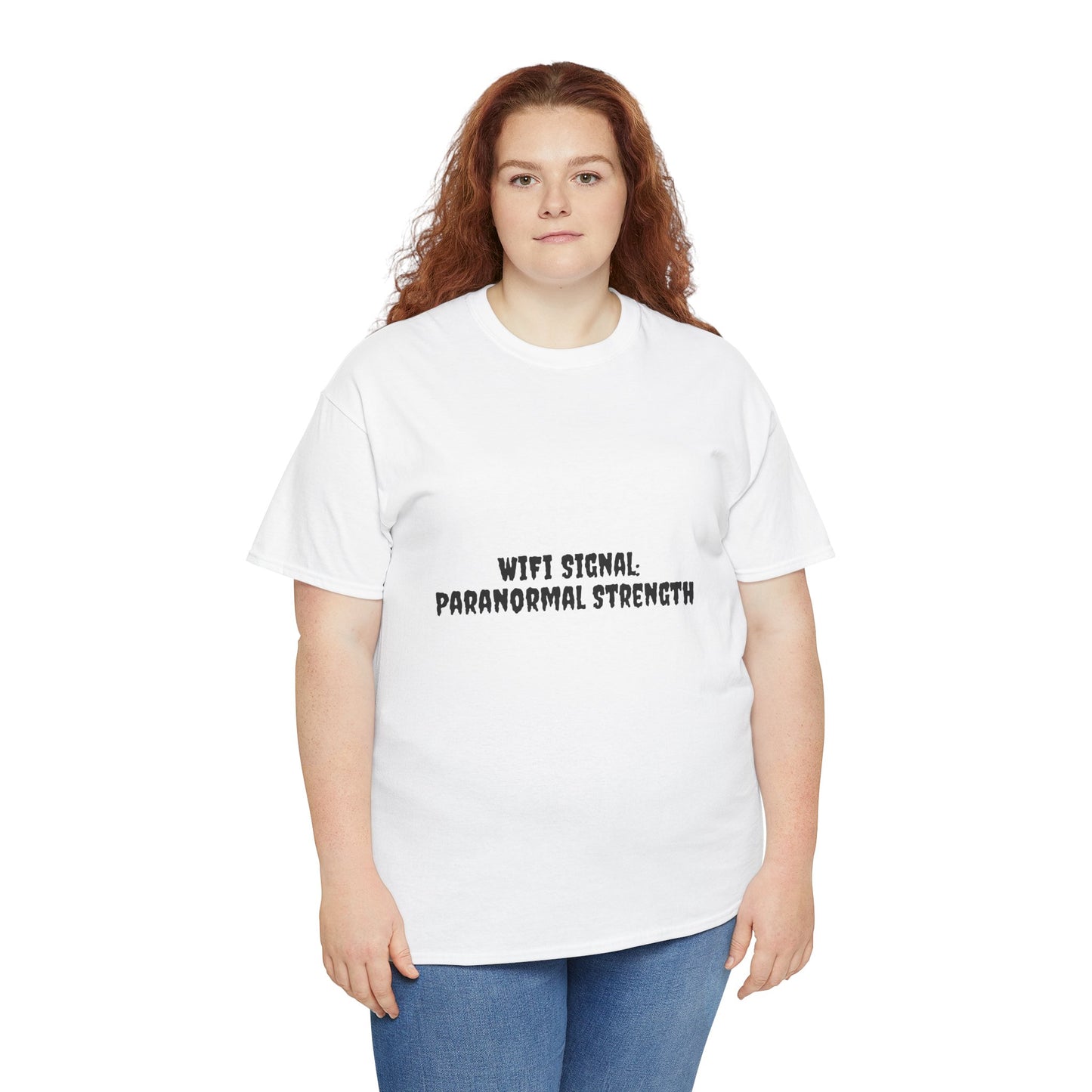 Paranormal Strength Tee, Unisex Heavy Cotton Tee, Funny Wifi Signal T-Shirt, Humor Apparel