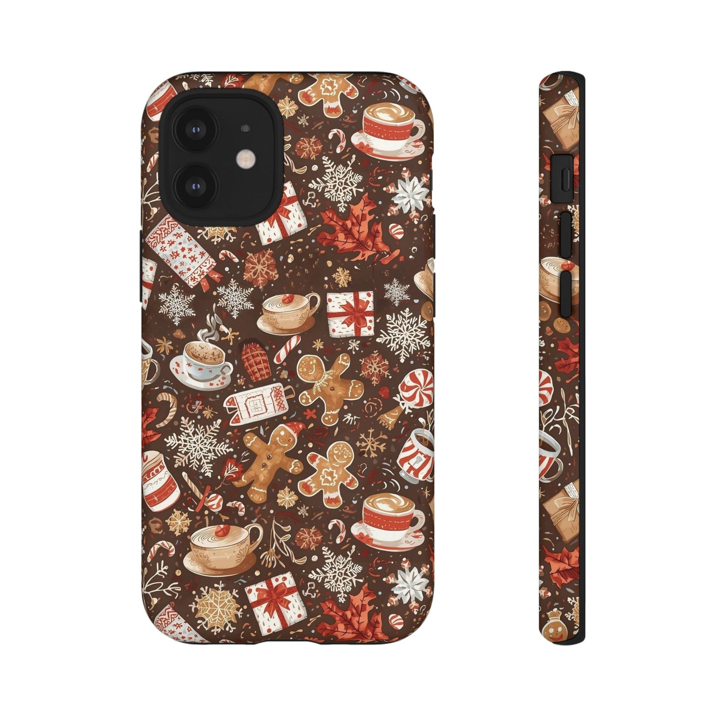 Christmas Phone Case, Festive Holiday Phone Case with Gingerbread and Cocoa Design for Iphone 17, 16, 15, 14, 13, 12, 11 & Samsung