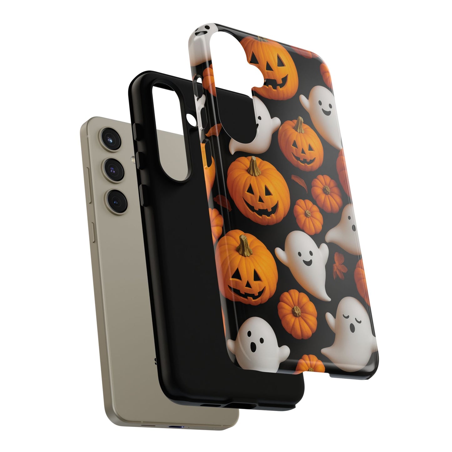 Halloween Phone Case, Spooky Ghosts and Pumpkins Design