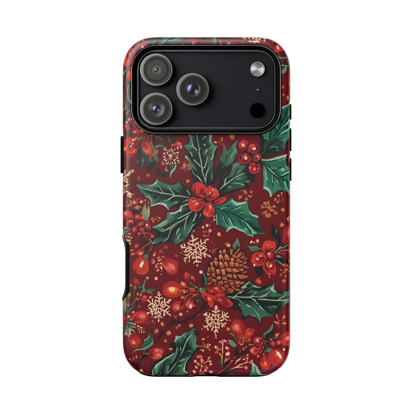 Christmas Floral Phone Case, Dual Layer Case for Iphone 17, 16, 15, 14, 13, 12, 11 & Samsung