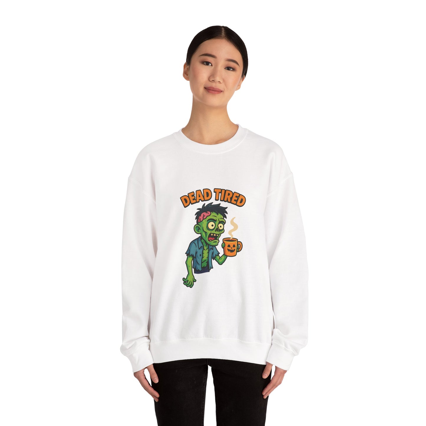 Dead Tired Zombie Sweatshirt, Funny Halloween Crewneck, Spooky Season Apparel