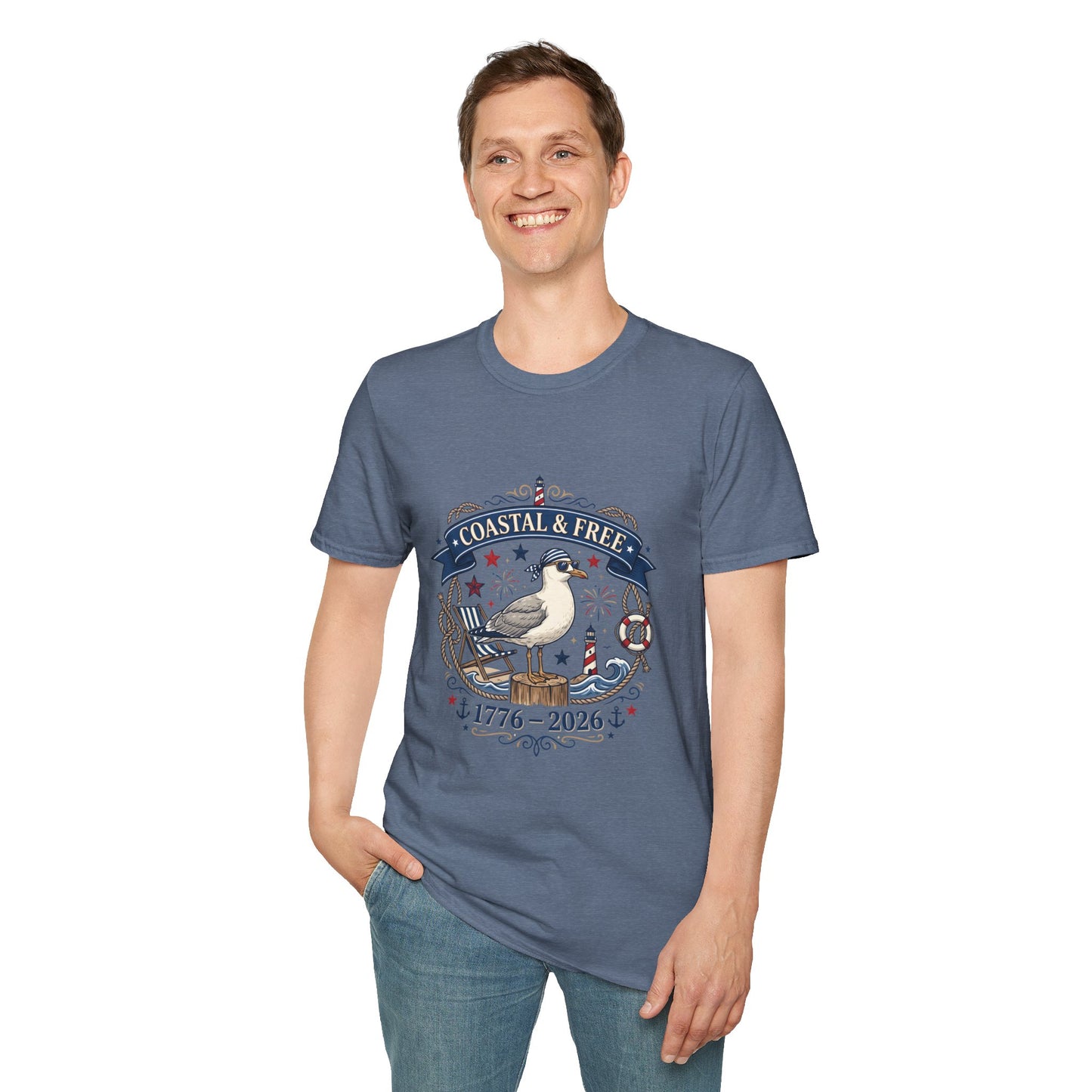 Coastal & Free Seagull T-Shirt — Patriotic 4th of July Tee