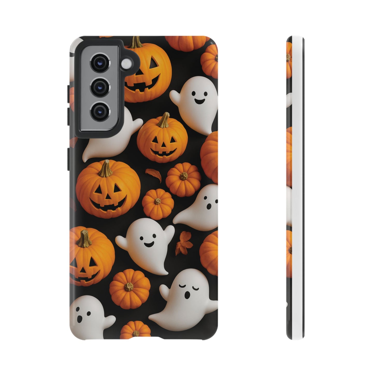 Halloween Phone Case, Spooky Ghosts and Pumpkins Design