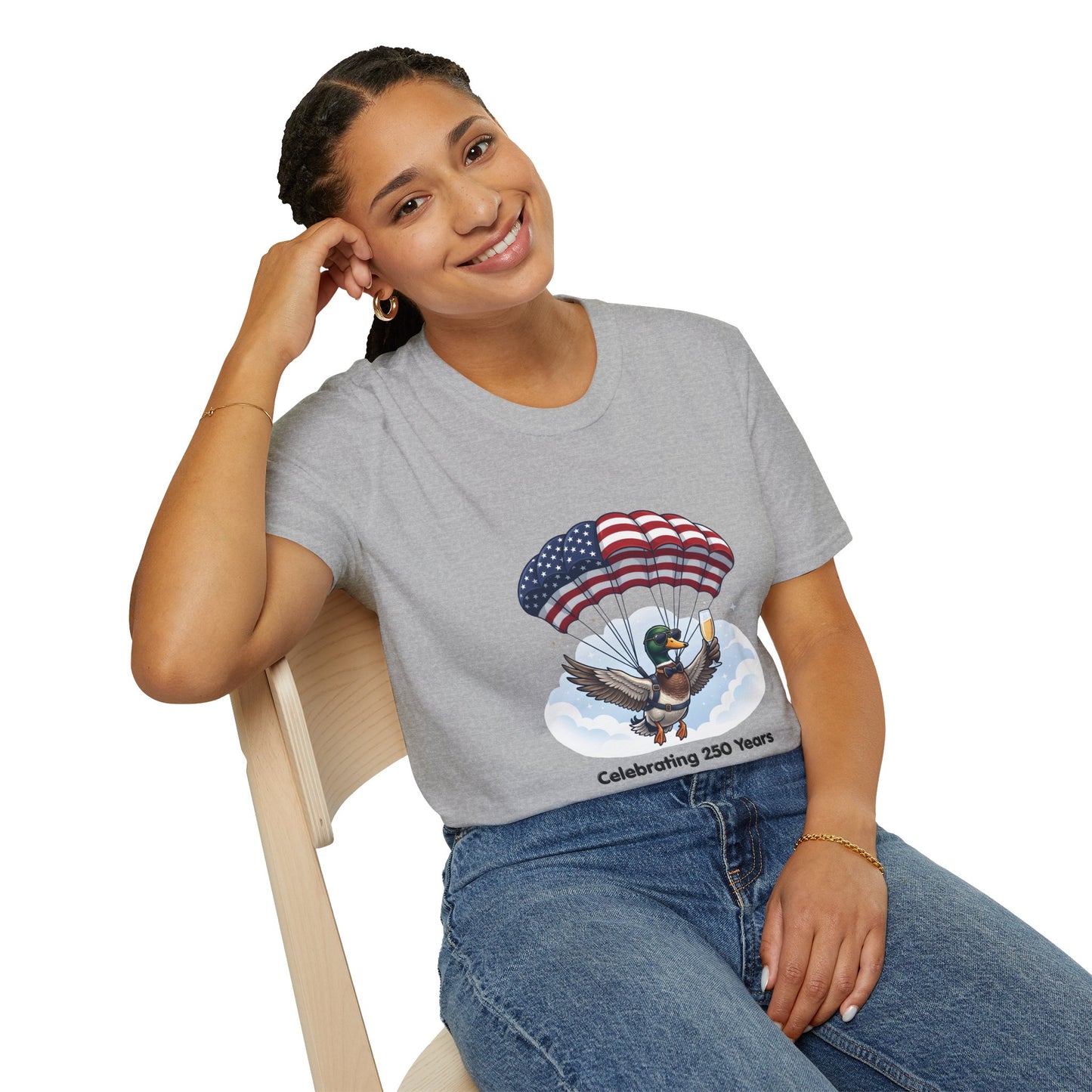 Duck Parachute T-Shirt – Celebrating 250 Years Patriotic Graphic Tee