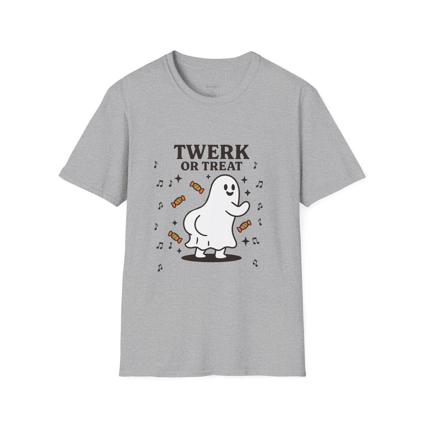 Whimsical Halloween T-Shirt for Adults, Fun Ghost Tee, Twerk or Treat Shirt, Unisex Costume Top, Spooky Celebration Apparel