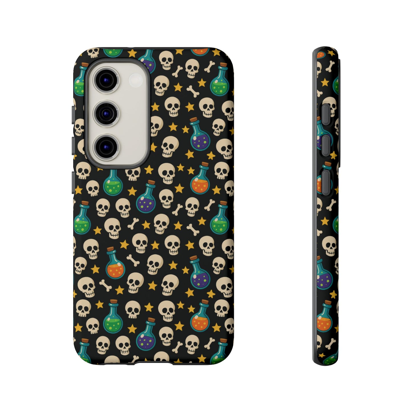 Skull & Potion Phone Case, Trendy Cell Phone Cover, Halloween Gift, Gothic Phone Accessory, Spooky Style Case, Tough Cases