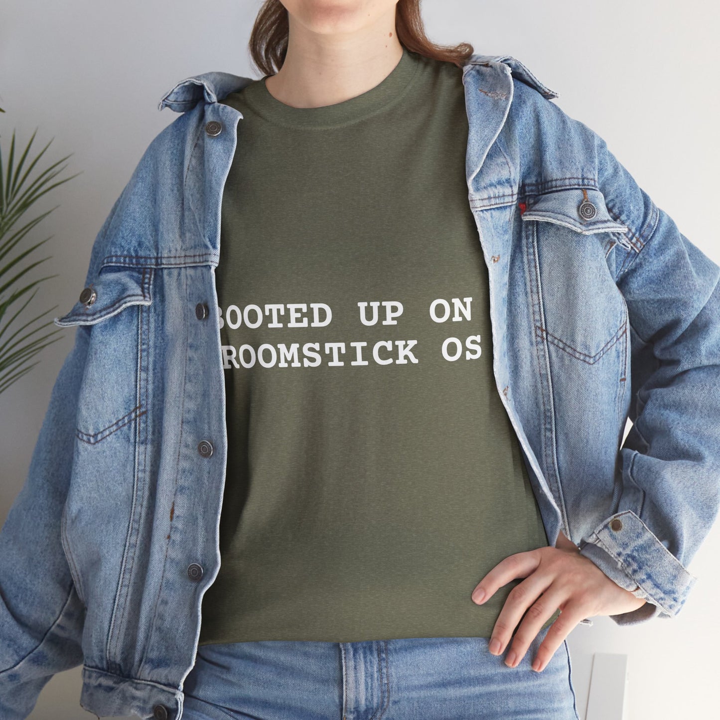 Broomstick OS Tee, Funny Graphic Tee for Tech Lovers, Unisex Cotton T-Shirt