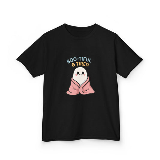 Boo-Tiful & Tired Kids T-Shirt, Halloween Style