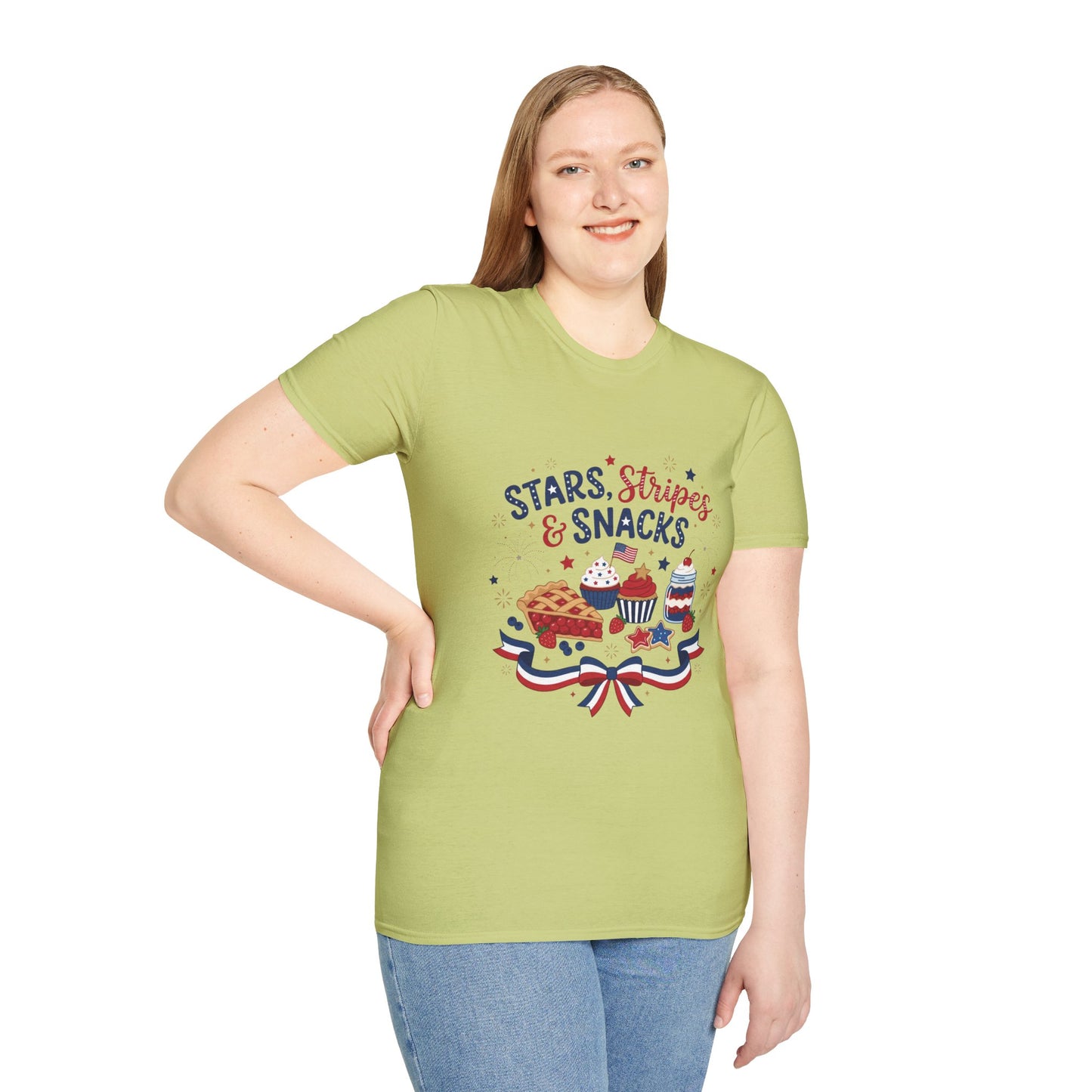Stars, Stripes & Snacks T-Shirt — 4th of July Patriotic Dessert Tee
