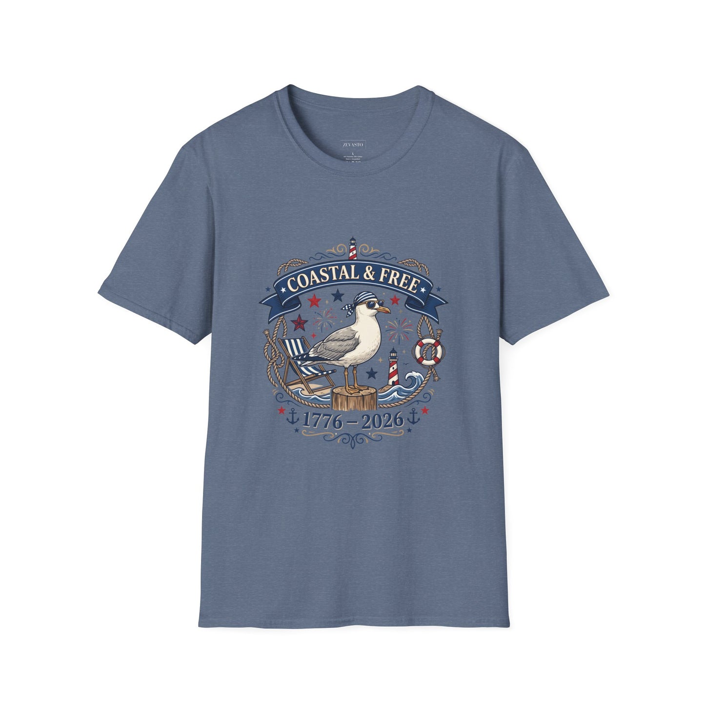 Coastal & Free Seagull T-Shirt — Patriotic 4th of July Tee